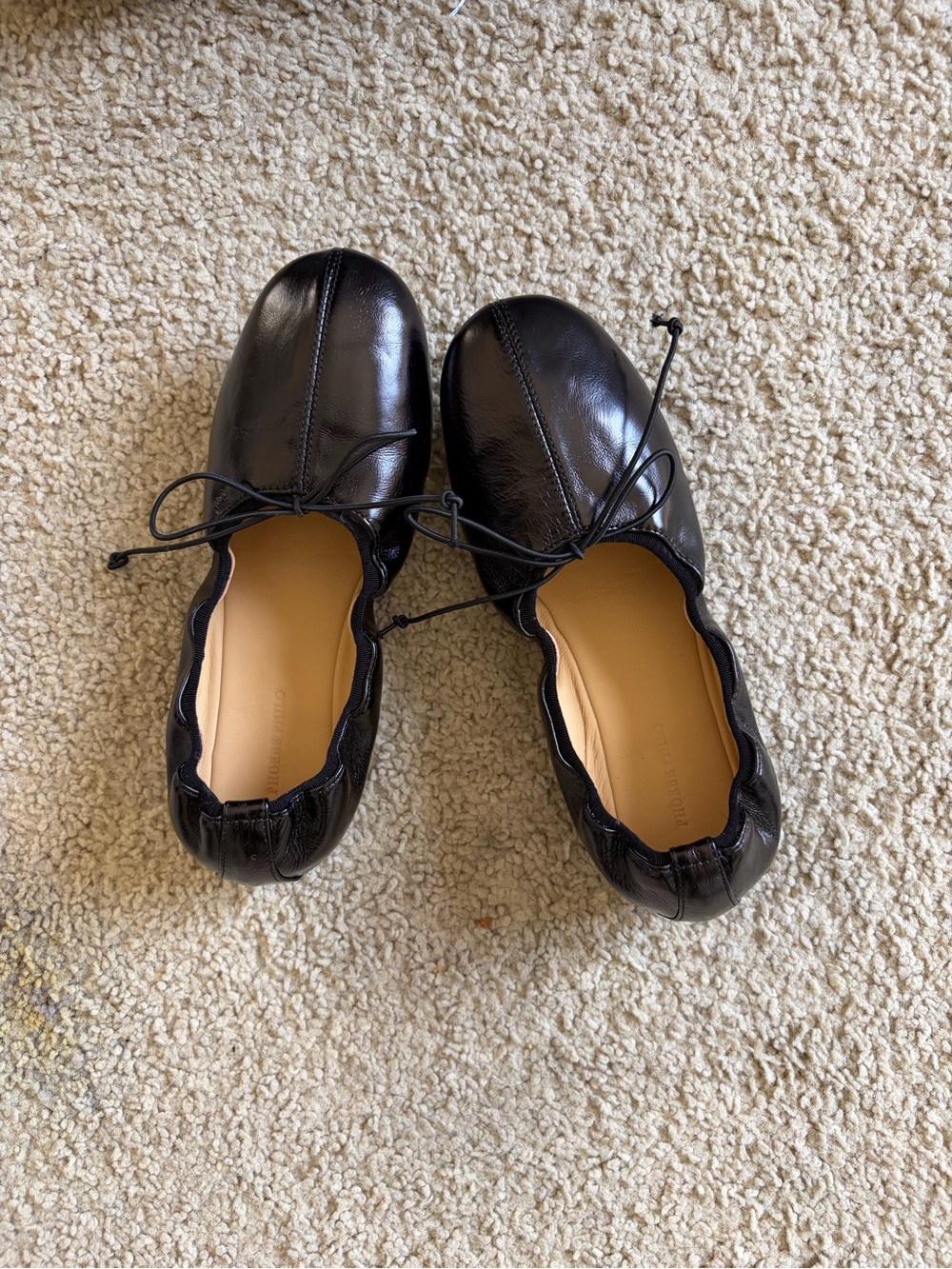 Black Leather Lace Ballet Flats for Men